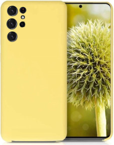 Луксозен силиконов гръб ТПУ ултра тънък МАТ PREMIUM CASE за Samsung Galaxy S21 Ultra G998 жълт 